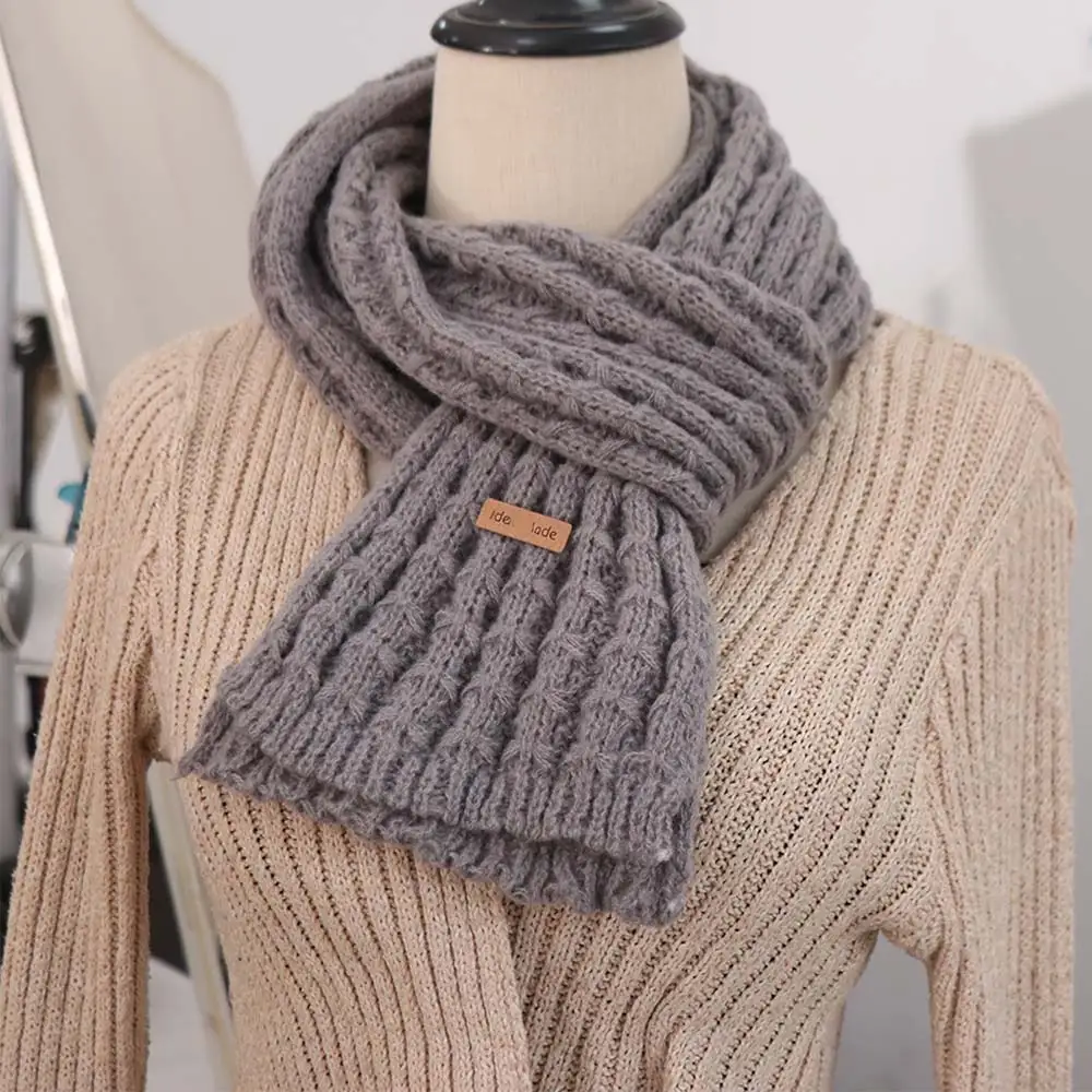 

Fashion Korean Style Solid Color Knit Scarf Casual Windproof Winter Knitted Scarves Warm Thicken Men Women Scarf Unisex