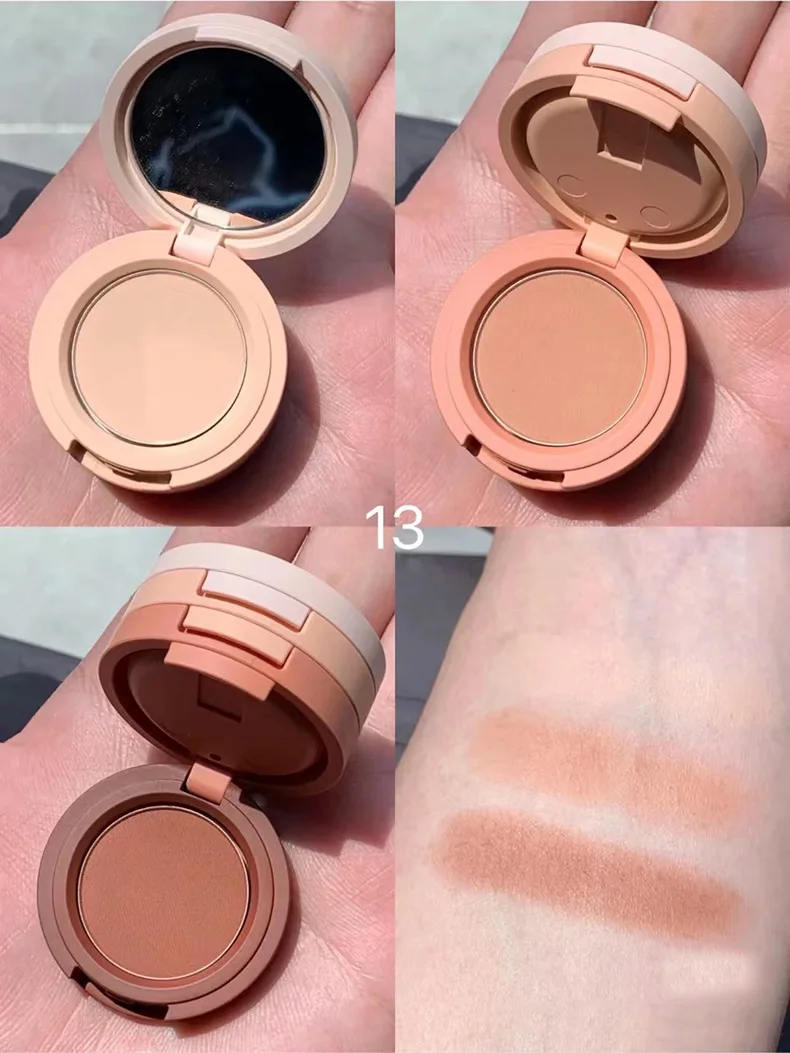 Paleta de maquillaje de tres capas, sombra de ojos nacarada mate, resaltador de colorete, paleta todo en uno para iluminar la piel