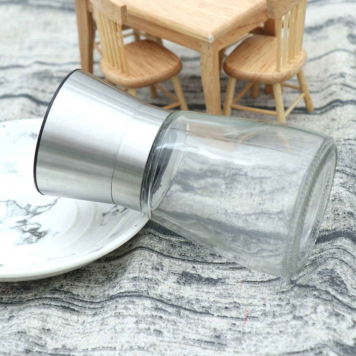 

Stainless Steel Pepper Grinder Salt Mill Large Capacity Sichuan Silver Handheld Clear Body Refill Indicator