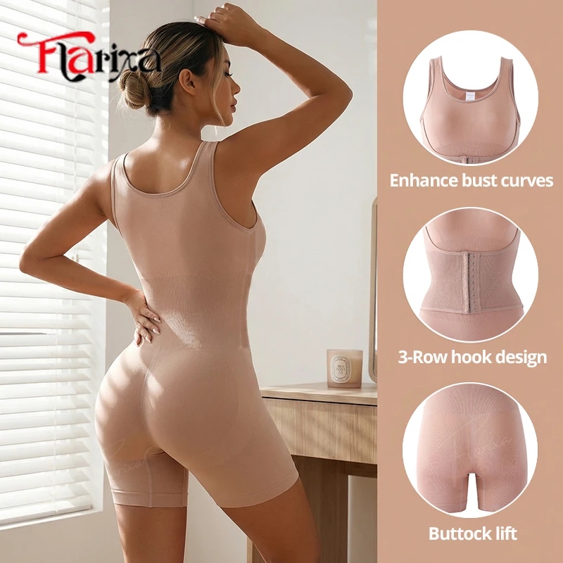 Flarixa Nahtloser Shapewear-Bodysuit Bauchkontrolle Po-Lifter Taillentrainer Körperformer für Frauen Fajas