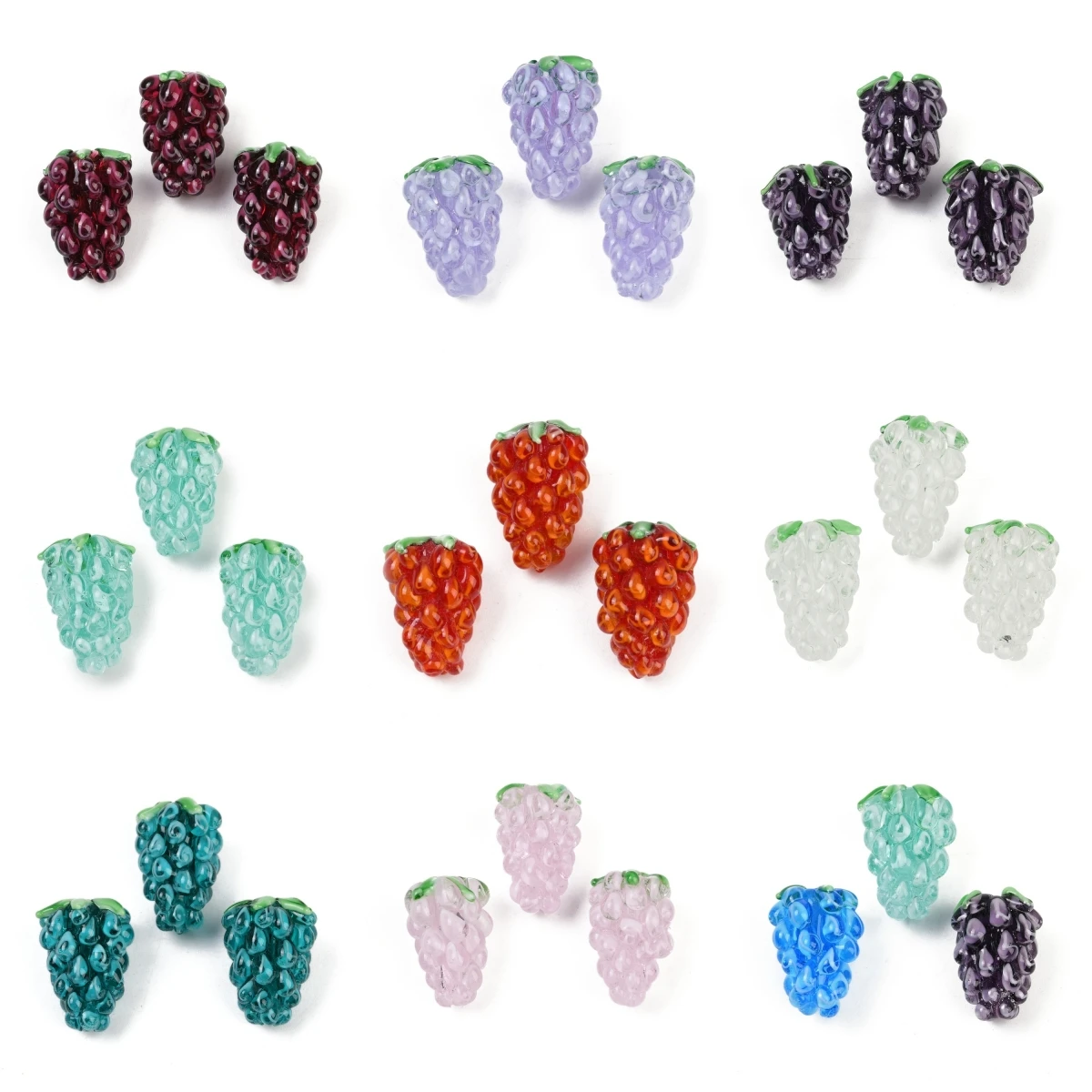 

10Pcs Lampwork Grape Beads Enamel 3D Fruit Loose Spacer Bead for Beaded Craft DIY Summer Necklace Jewelry Making Accessories