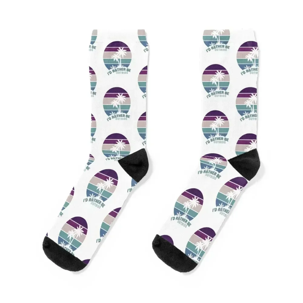 

I'd Rather Be Outside - Vintage Hawaii Sunset - BEACH LOVE - Sunset Chaser Socks ankle cotton Non-slip Men's Socks Women's