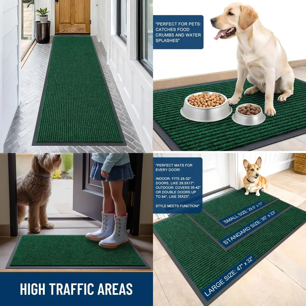 

Heavy-Duty Waterproof Door Mat for Indoor & Outdoor Use, Low Profile, Easy to Clean, 71x23 Inches, Green
