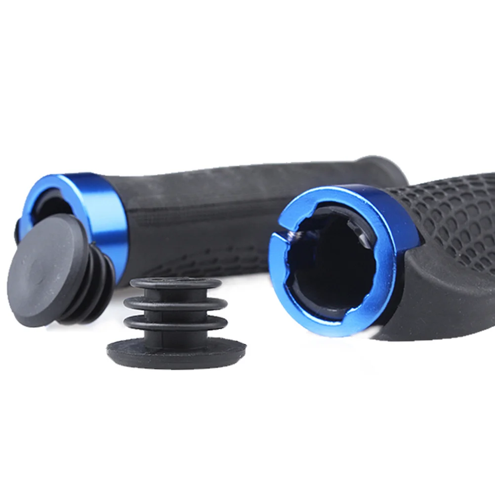 

2Pair Mountain Bike Handlebar Cover Ergonomic Skid-Proof Cycling Grips Black Blue Anti-Slip Rubber Particles Widen Holding