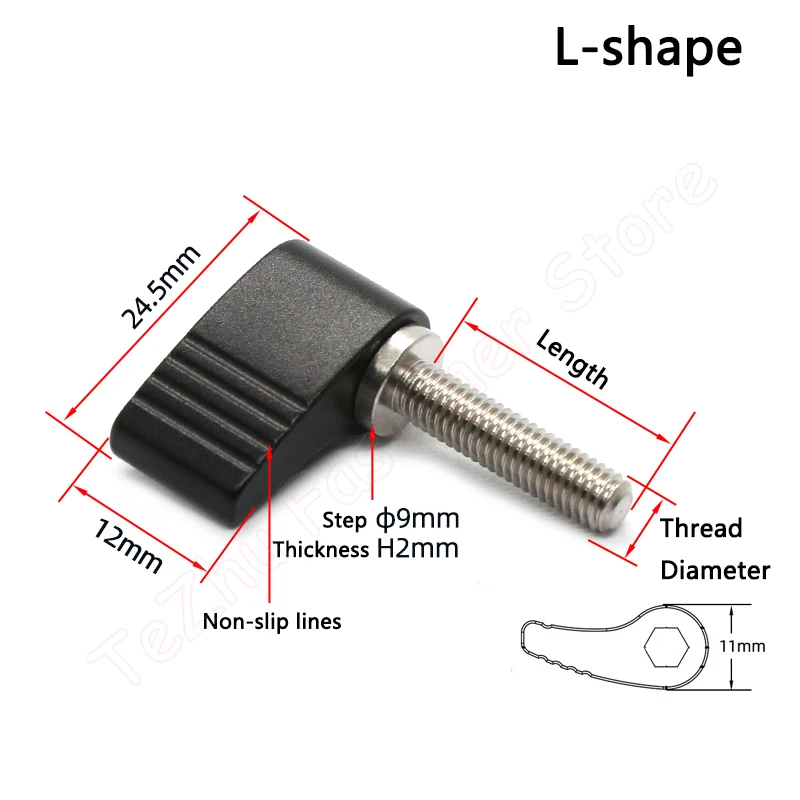 Tornillos de pulgar M4 M5 M6 M8 tipo L/tipo T, mango de tornillo de apriete manual, tornillo ajustable con forma de mariposa para cámara DSLR SLR, 1 ud.