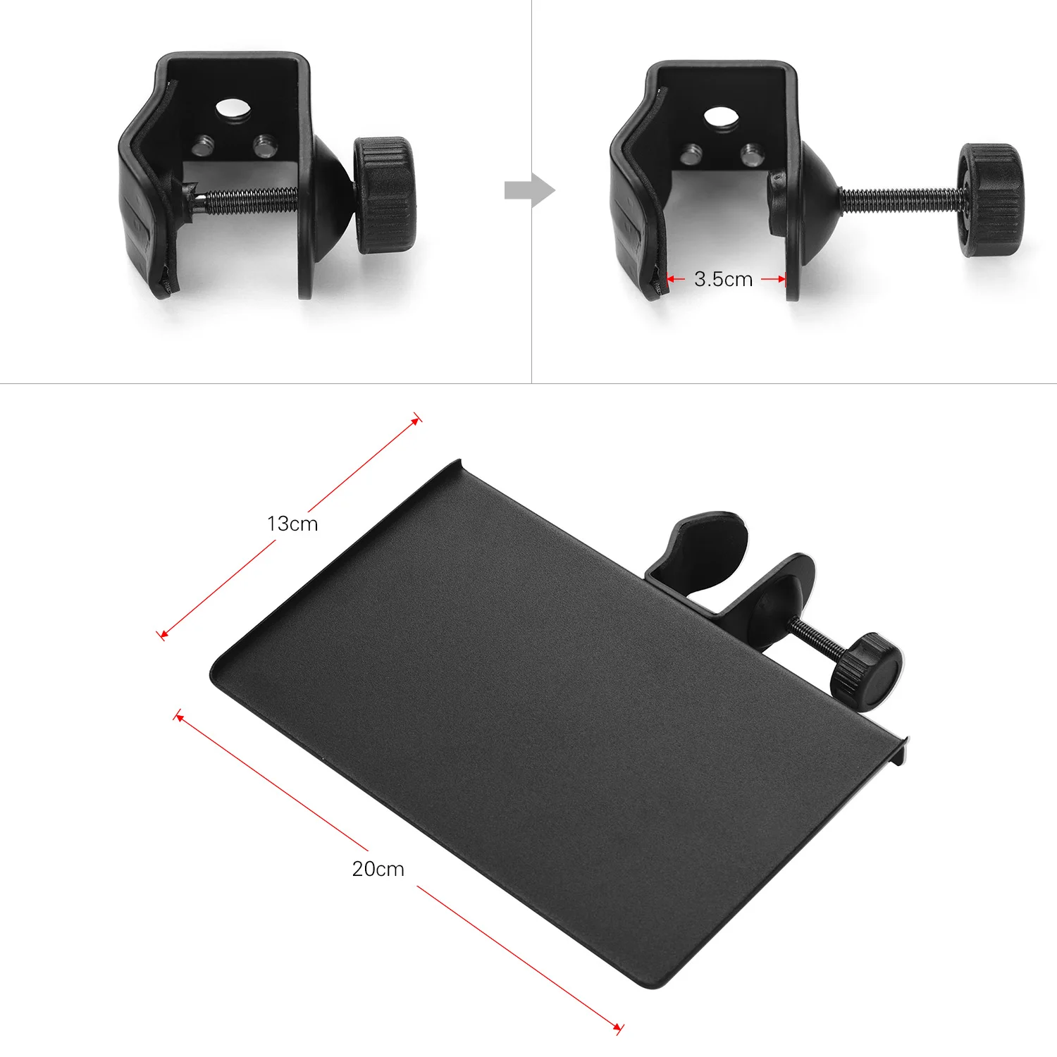 Soporte universal de micrófono con abrazadera y bandeja – Metal - imagen 4