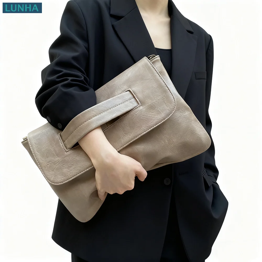 

Women's Large Capacity PU Leather Clutch Briefcase Bag Fits 14-inch Laptop and A4 Files