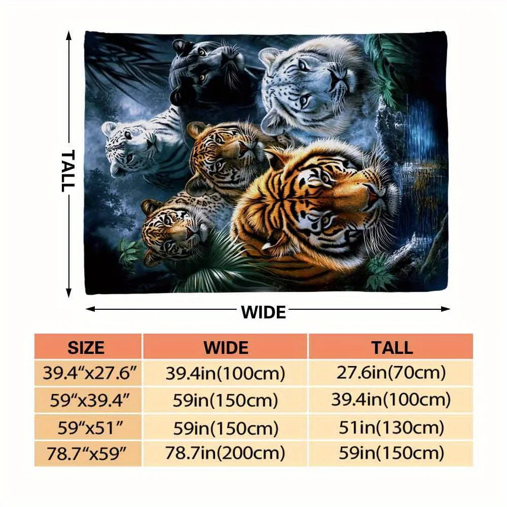 Luxury Realistic Tiger Jungle Wildlife Big Cat Print Throw Blanket  Decor Home Gift 150x200cm