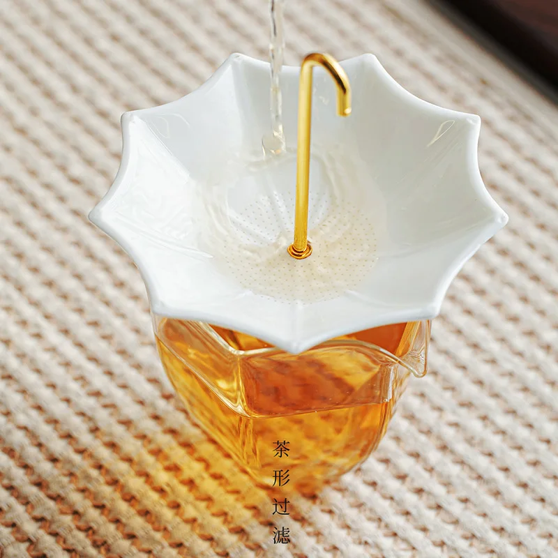 Kreativer Regenschirm-Teefilter, Keramik-Teefilter, Tee-Sieb, Jade-Teefilter, Kung-Fu-Tee-Set-Ornament