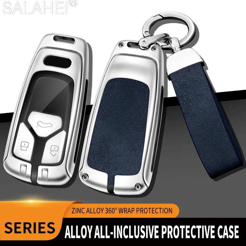 Zinc Alloy Car Key Case Cover Foldable Key Protection Shell Keychain For Audi A3 A4 A6 Q3 Q7 TT B9 A5 Q5 S3 S4 S6 RS Accessories