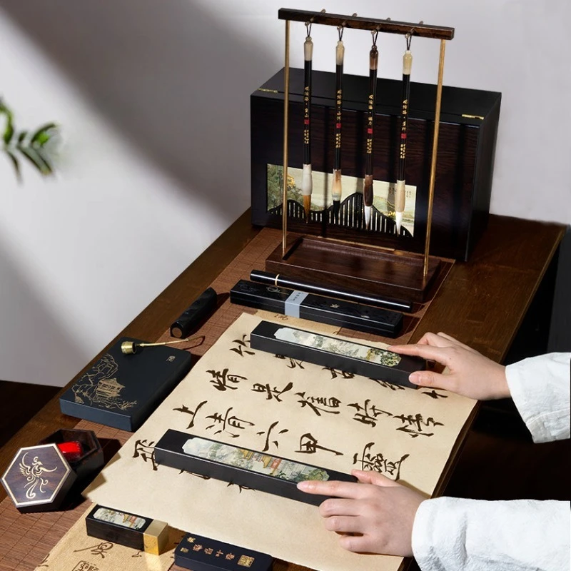 Pen, ink, paper and inkstone, Huizhou ink intangible cultural heritage, She inkstone inkstone, high-end boutique gifts