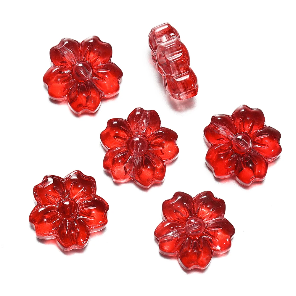 30 stuks gekleurde glazen bloemvormige kralen vijf bloemblaadjes bloem spacer kralen voor DIY ketting armband hanger sieraden maken bevindingen