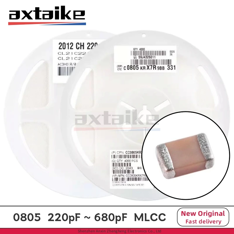 4000PCS 220pF 300pF 330pF 470pF 560pF 680pF 221K 331K 471K 561K 681K 0805 50V X7R 10% 2012 SMD Ceramic Capacitor MLCC