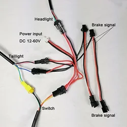Tail Light Cable 24/36/48V/60V E-bike Bicycle Line Parts E-bike Electric Bicycle Parts Headlight Red And Black Bikes Accessories