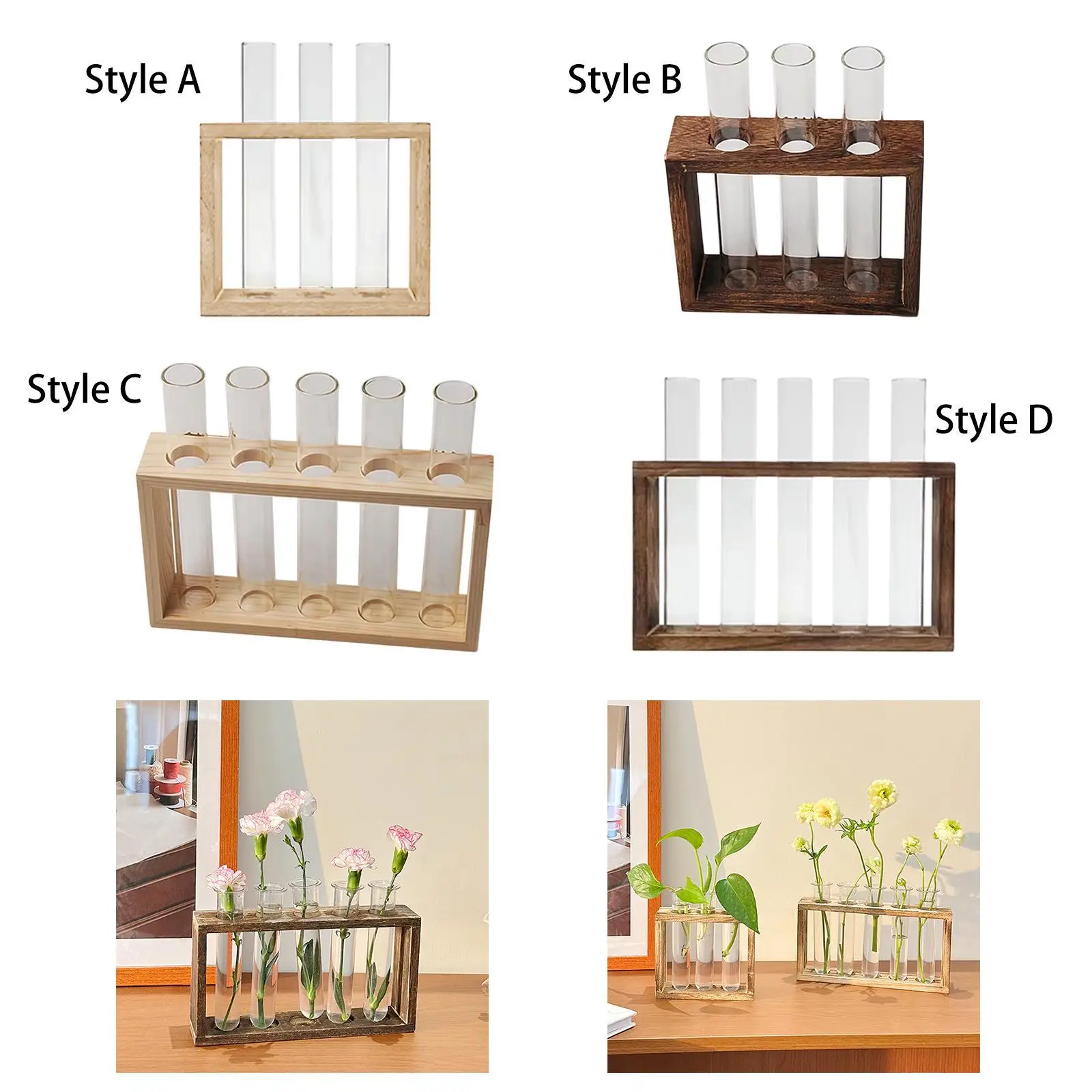 Hydroponic Flower Vase Plants Container Home Decor Transparent Glass Test Tube Table Centerpiece Plant Terrarium for Tea Room