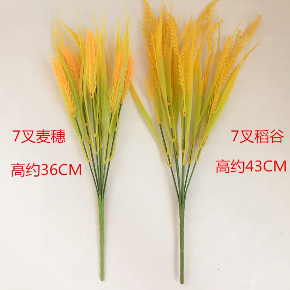 Artificial 7 cabeças orelha de trigo arroz de trigo para diy restaurante de casamento decoração de casa vaso ornamento planta falsa decoração ao ar livre