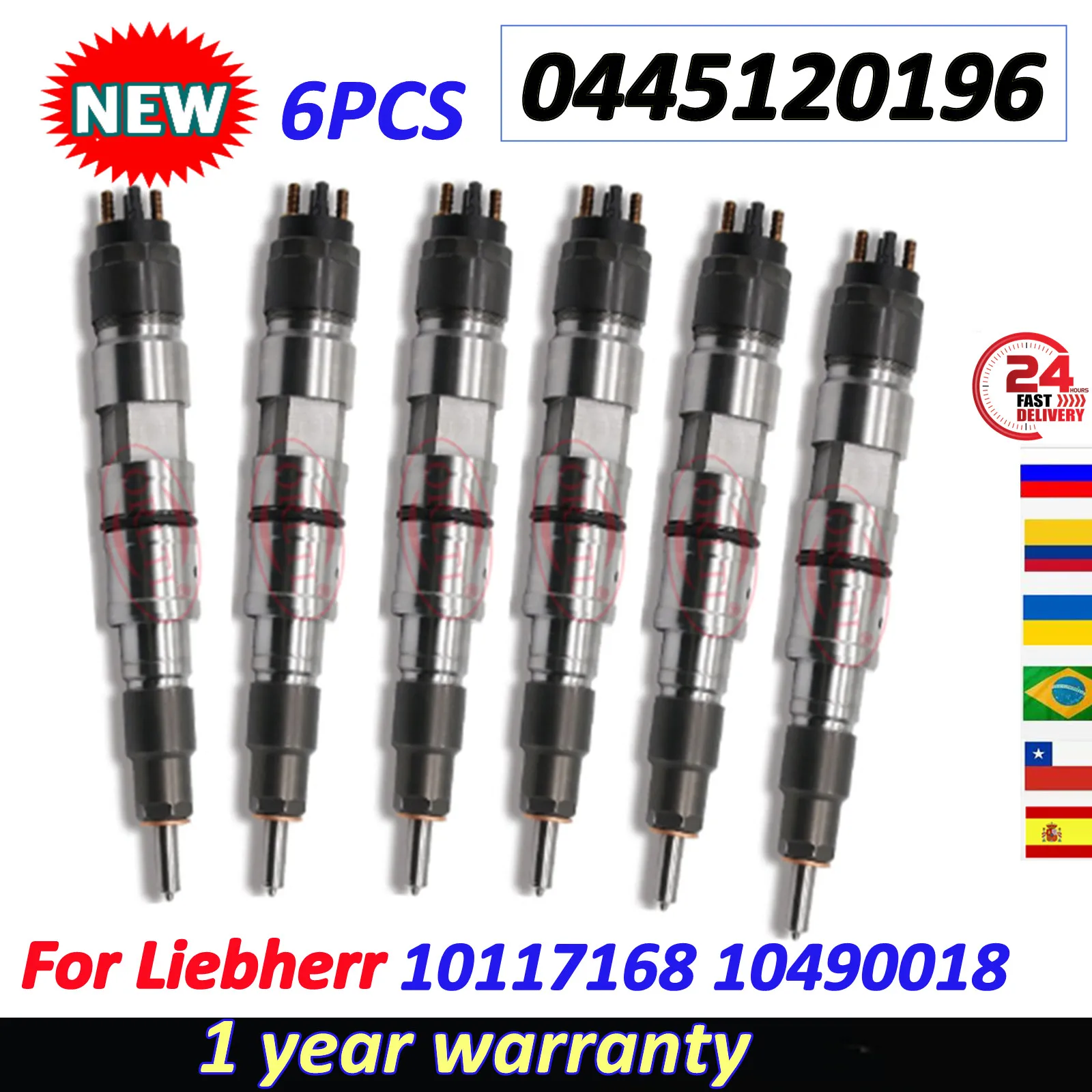 

6 шт. Новые дизельные форсунки Common Rail 0445120196 (0 445 120 196) для Liebherr 10117168 10490018 ORLTL