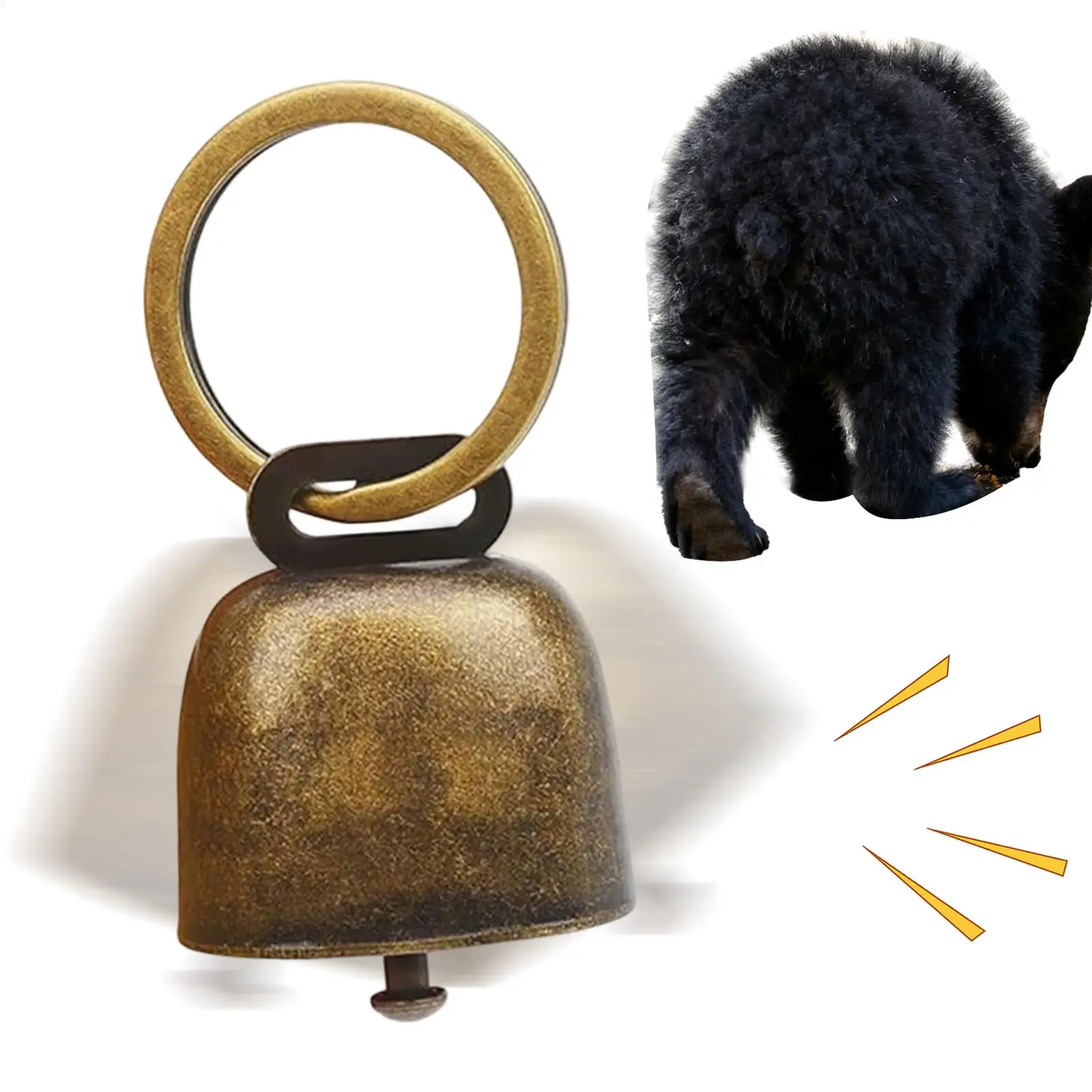 Bear Bell إنذار أمان للمشي لمسافات طويلة في الهواء الطلق مع حلقة عالية جرس تحذير نحاسي عتيق لحقيبة الظهر للتخييم، معدات النجاة في حالات الطوارئ