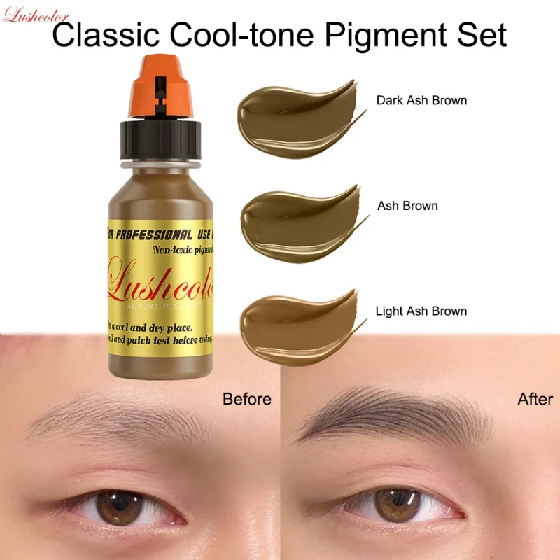 

Lushcolor Classic Cool Tone Набор чернил для микроблейдинга для татуировки Полуперманентный макияж Пепельно-коричневый пигмент для японских правильных старых бровей