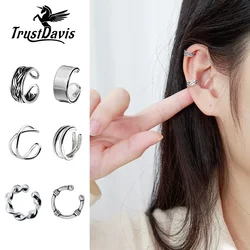Trusta 2pcs 100% 925 Sterling Silver Clip on Earrings Ear Cuff For Women Girl Lady Without Piercing Earring Jewelry DS534
