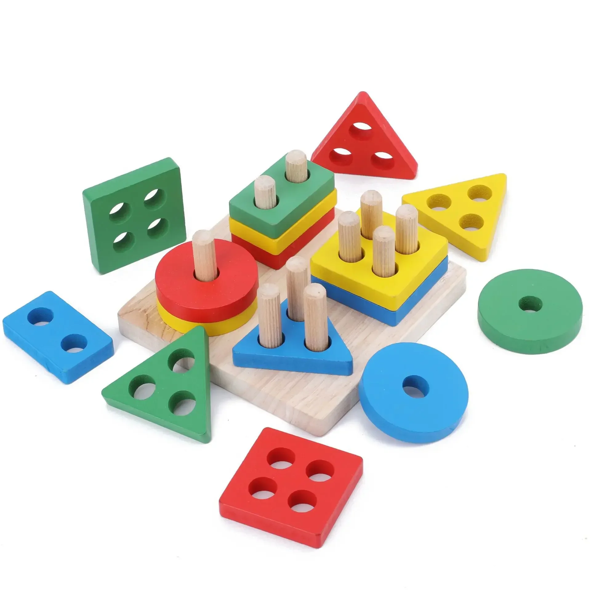 Colorful Sorting Column Shape Matching Toys Children Early Educational Montessori Toys Stacking Building Blocks Kids Gift DDJ