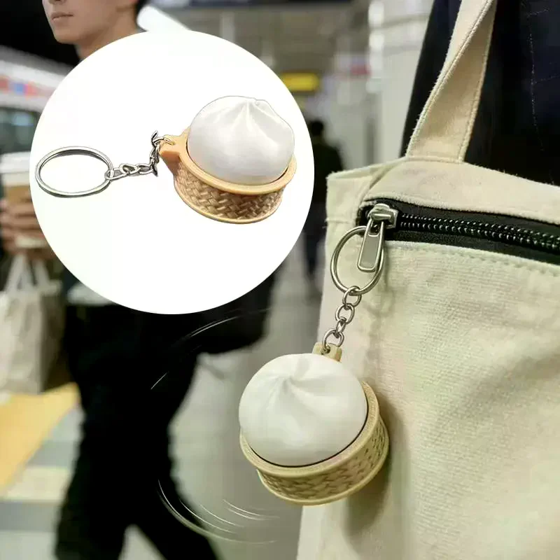 Mini Steamed Bun Stress Relief Soft And Slow Rebound Kneading Decompression Bun Clicker Keychain