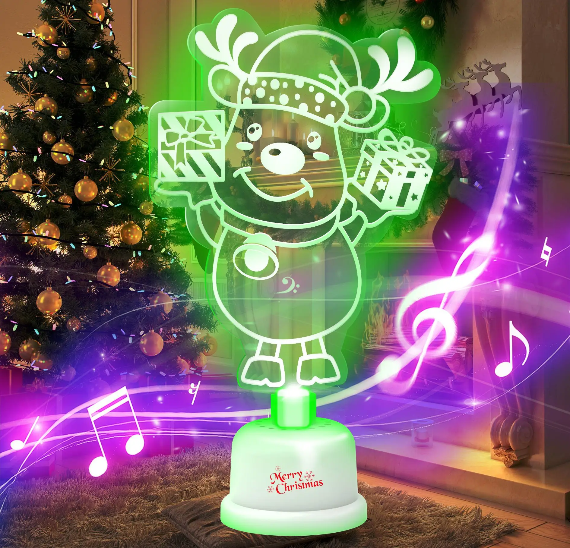 Creative Christmas Series Glowing Stick With Lights Music Magic Wand Kids Christmas Gift Cute Glowing Toy Party Concert Props