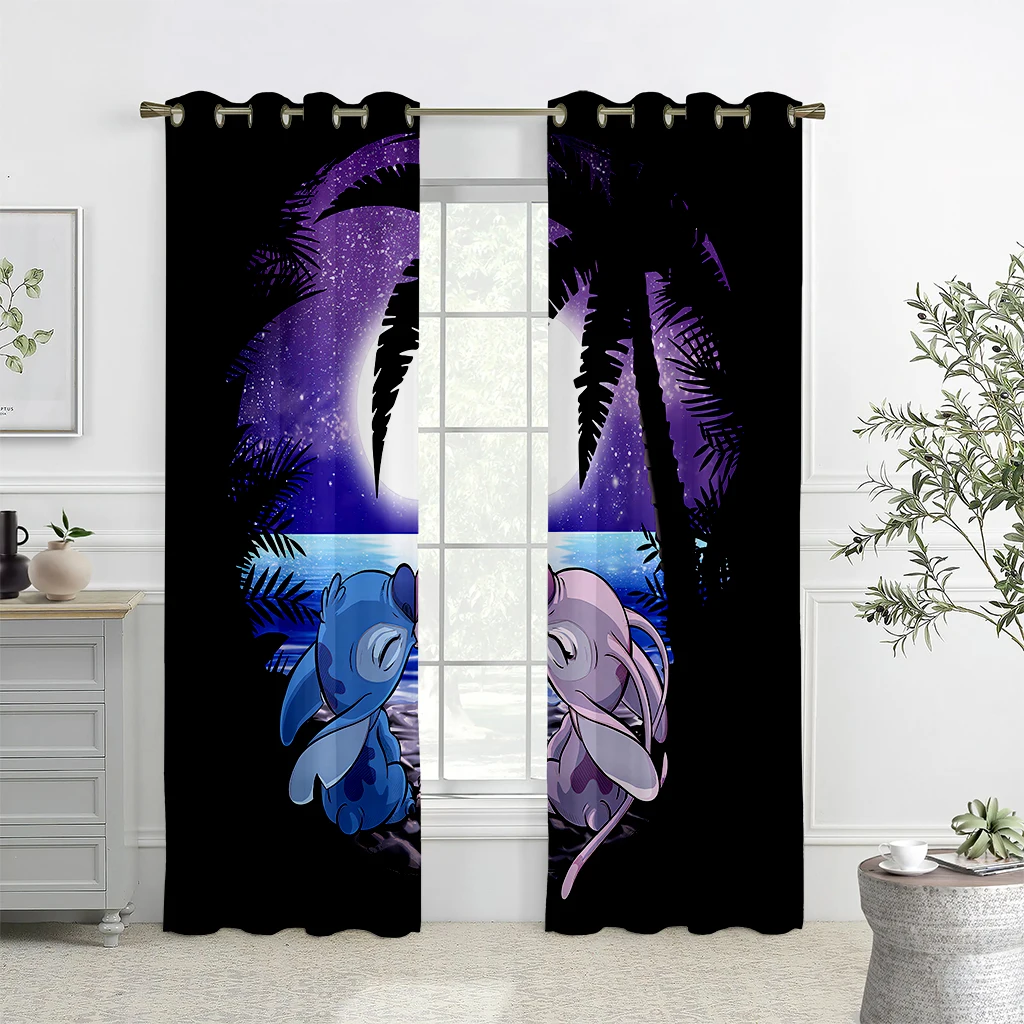 Cartoon Animation Printed Curtains for Kids, Children's Room, Dormitory Decorative Curtains, Machine Washable Gifts, 2 Pack