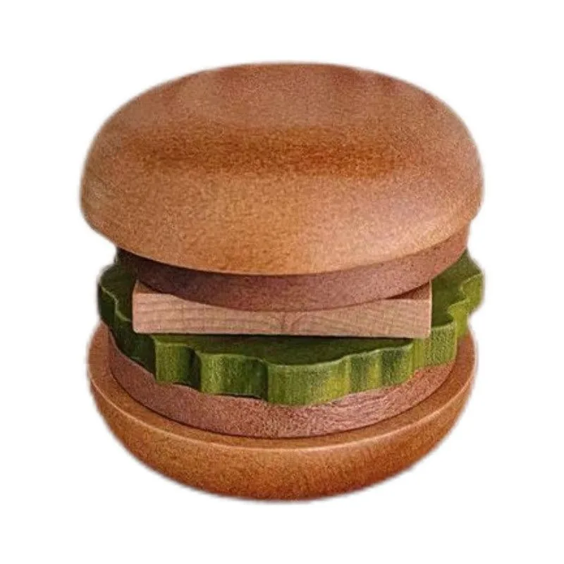 

Creative Japanese hamburger shape wooden coaster 6 pieces multi-functional solid wood insulation placemat coaster 12 pieces set