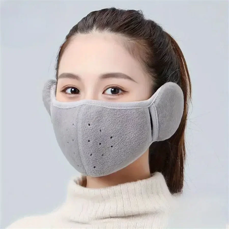 1pc Winter Warm Fleece Masker Oorbeschermers Effen Kleur Unisex Koudbestendig Masker Buiten Fietsen Wandelen Skiën Masker Dames Heren Oorwarmer