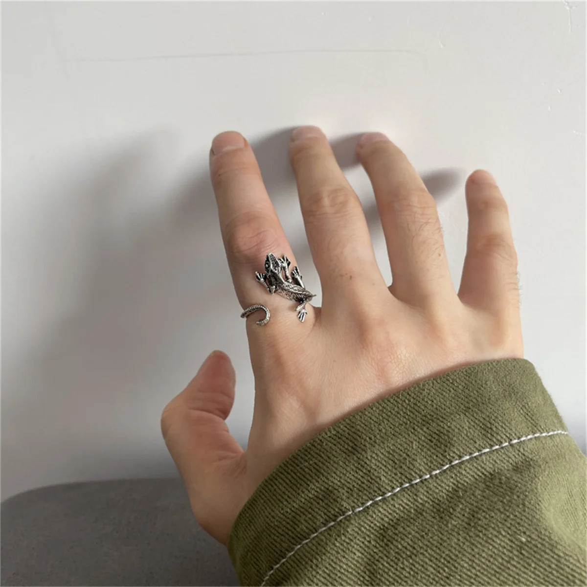 INS Gothic Punk Lizard Rings For Women Men Vintage Ancient Silver Color Spider Dragon Monkey Tiger Owl Animal Ring Cool Jewelry