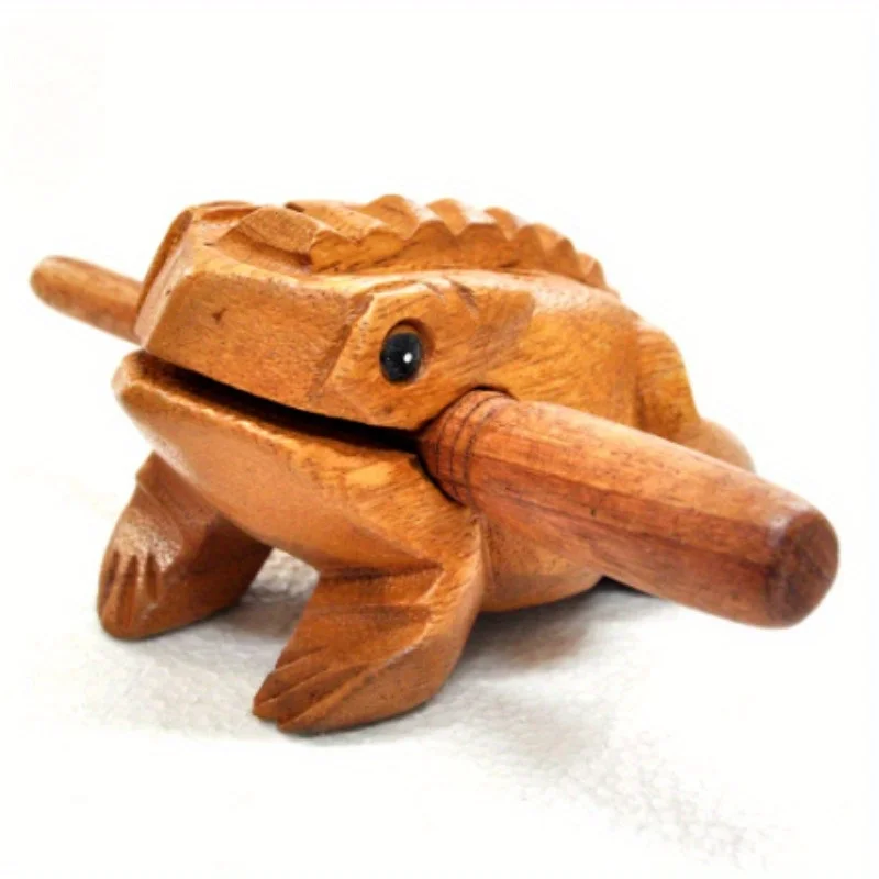 1PC Thailand Frog Wood Carving Ornaments Hand-carved Toad Creative Vocal Toys Solid Wood Toad Craft Scenic Souvenirs