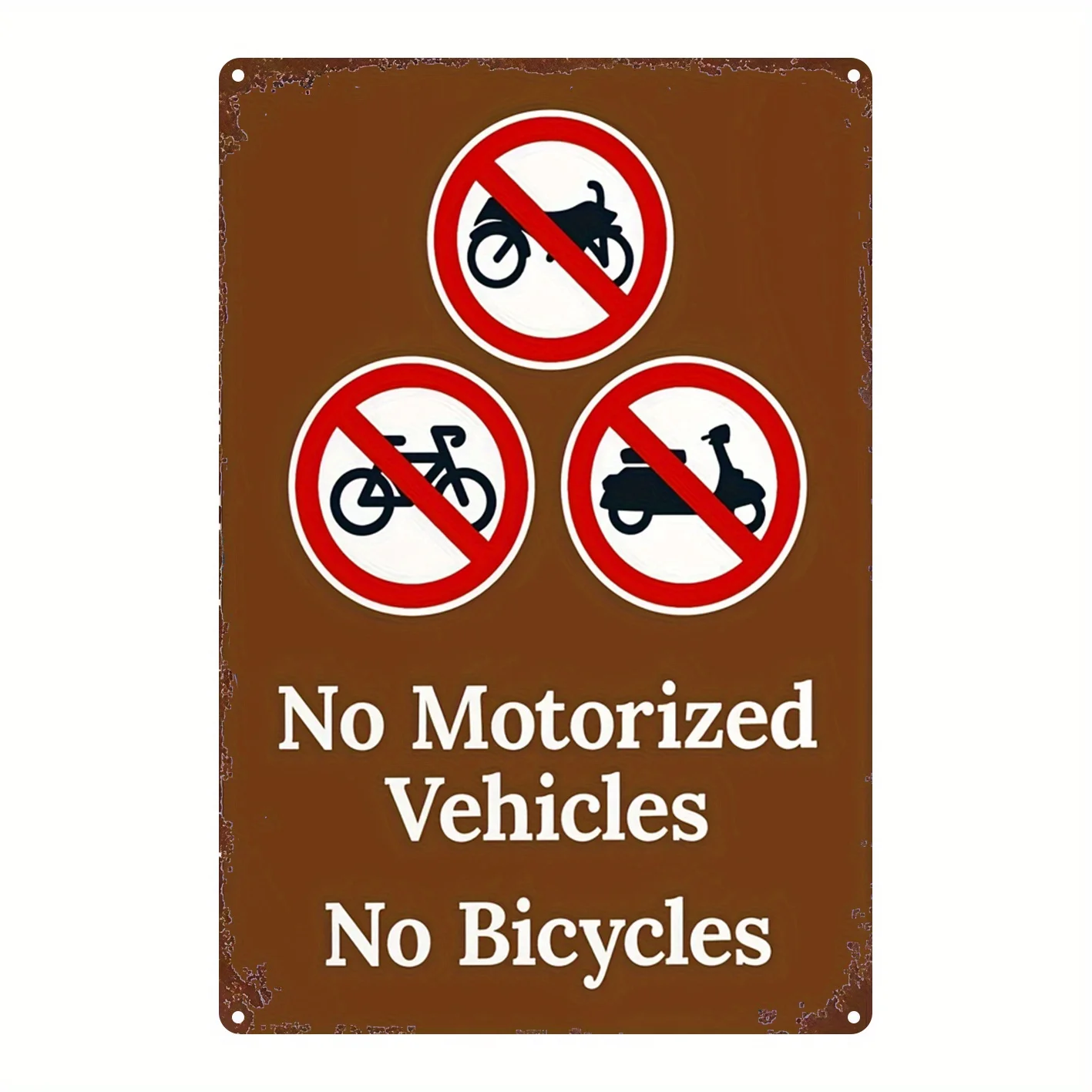 Vintage 8x12 Inch Metal Sign - No Bikes Motorcycles Scooters Allowed, 1PC Prohibited Traffic Warning Sign, Outdoor Wall Decor, C