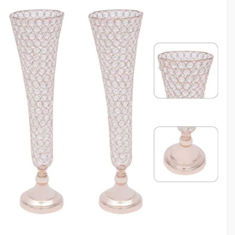 Ornament Vase Wedding Props Flower Stand Crystal Vase Ornament Dinner Party Event Birthday Home Decoration