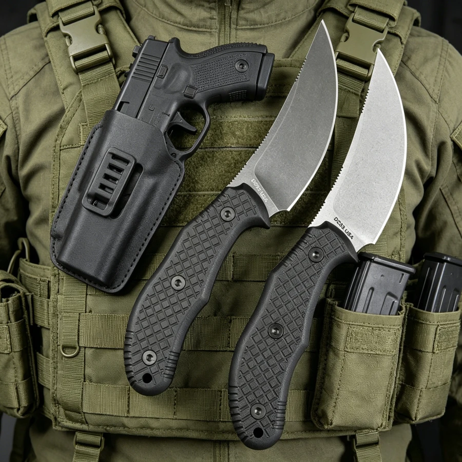 

BAS233 Outdoor Straight Knife 5Cr13MoV Blade G10 Handle Practical Cutting Knife Outdoor Camping Daily Emergency Carrying