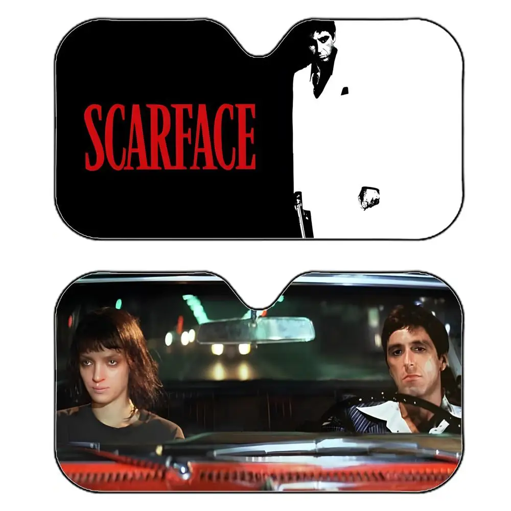 Whimsical Classic Movie S-Scarface Sun Visor Reflective Car Windshield Sun Visor Anti-UV Heat Insulation Reusable Sun Shade