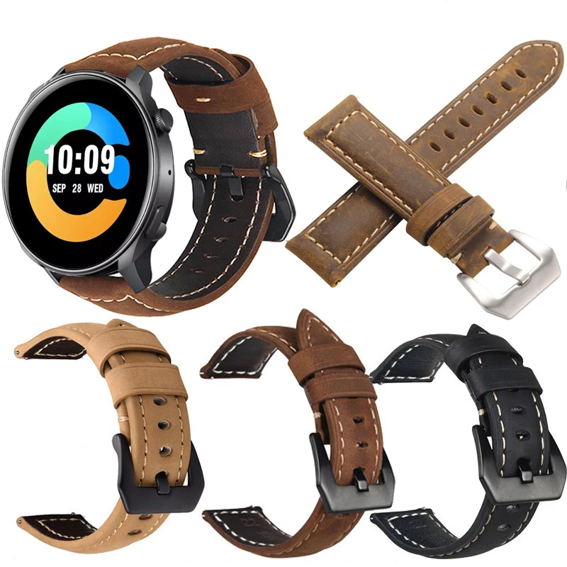 Quick Release Leather Straps for COLMI V73 Quality Genuine Retro Genuine Leather Watchband for COLMI V73 Accessories