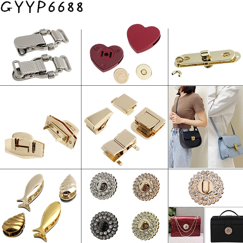 1-5-20Sets Fish Shape Metal Clasp Turn Lock Twist Lock For Bags Handbags Purse Closure Buckles Fasteners Hardware Accessories