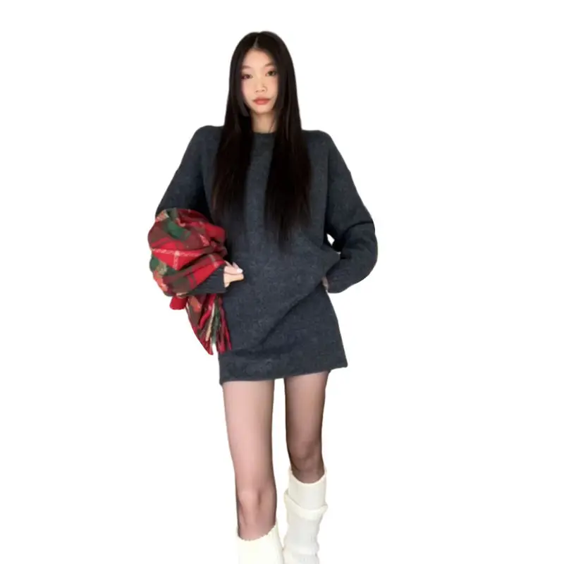 Knitted sweater skirt, autumn and winter new small stature set, high-end dressing two pieces pullover