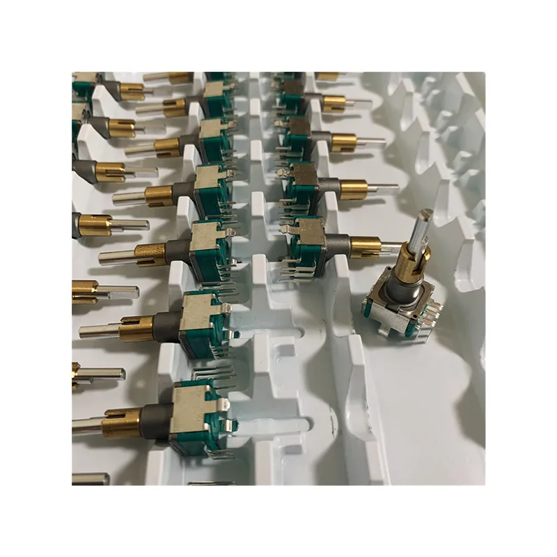 EC11EBB24C03 Dual-Shaft Axis Encoder With Push Button Switch 8Pins 30 Position 15 Pulse Handle 25mm