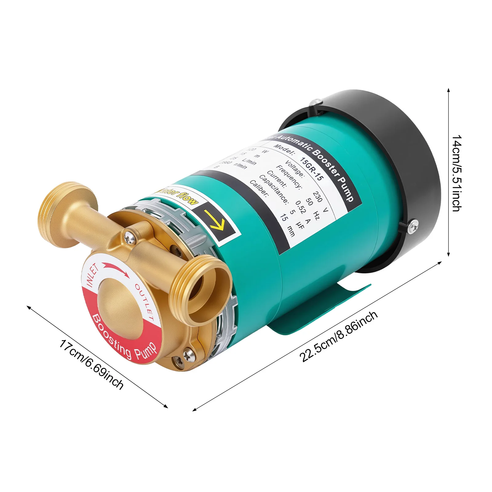120 W Mini-Wasserpumpe, automatische Druckbeaufschlagung, 6,6 g/min, Druckerhöhungspumpe, elektrische Wassertransferpumpe für Warmwasserbereiter, Duscharmatur – Detail 19