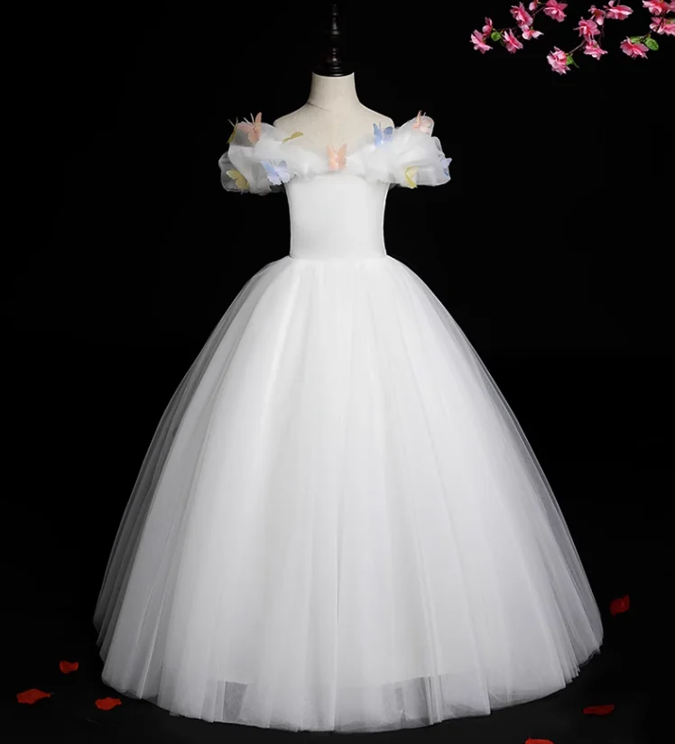 Schillerndes Ballkleid Blumen mädchen Kleid bestickt ärmellose Prinzessin Festzug Reiß verschluss Mädchen Spitze Applikation Blumen kleider