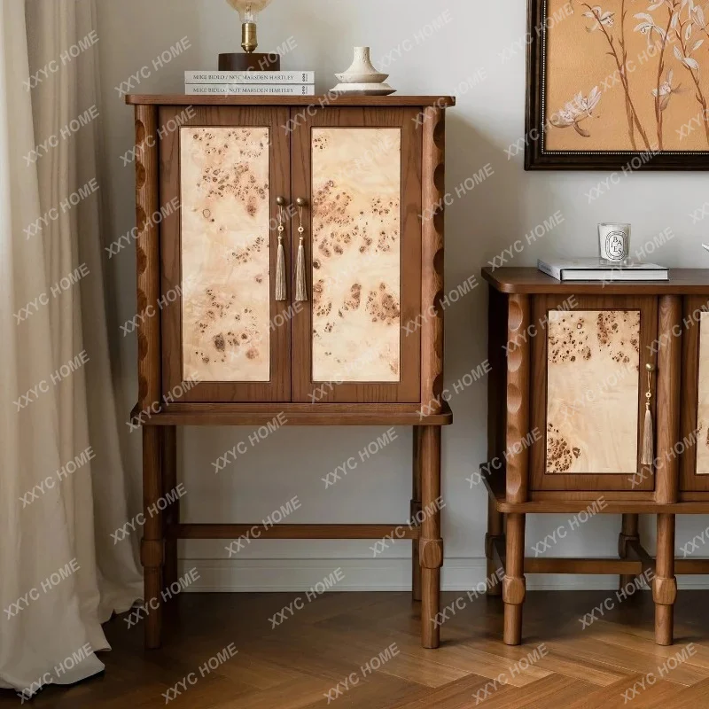 

retro solid wood porch cabinet household living room storage double door storage cabinet