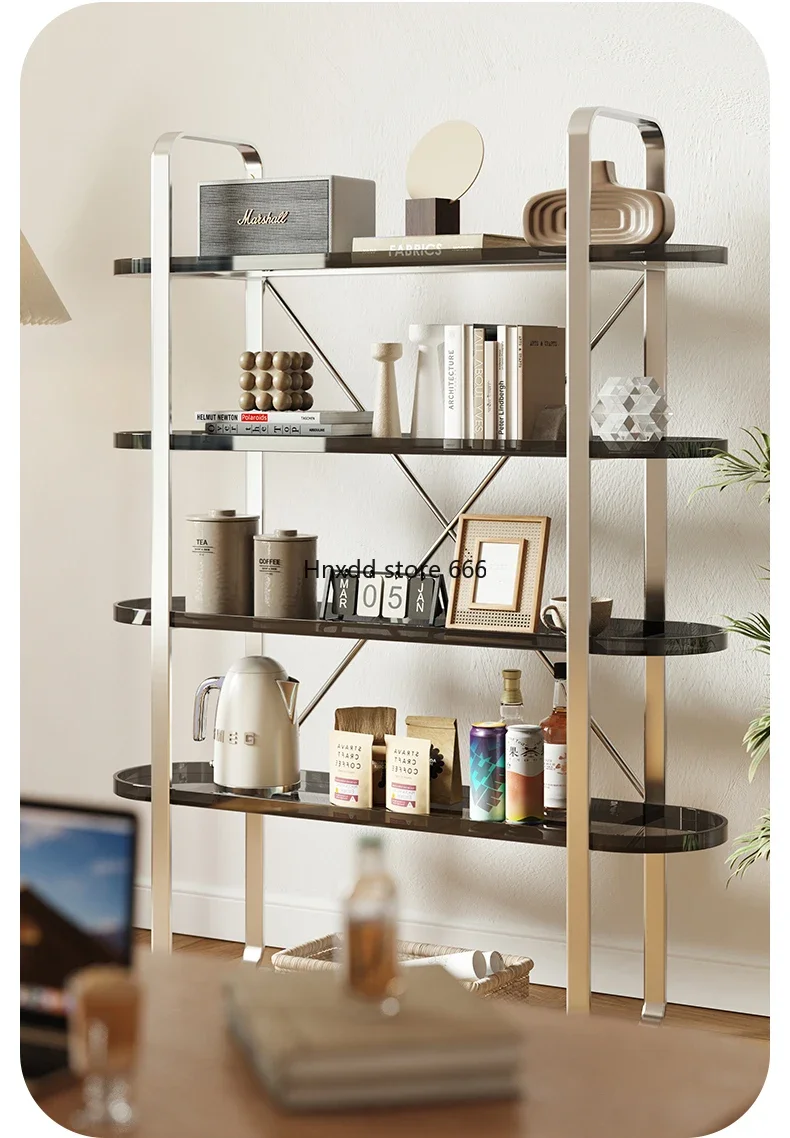 Household simple display storage rack medieval Bauhaus stainless steel shelf