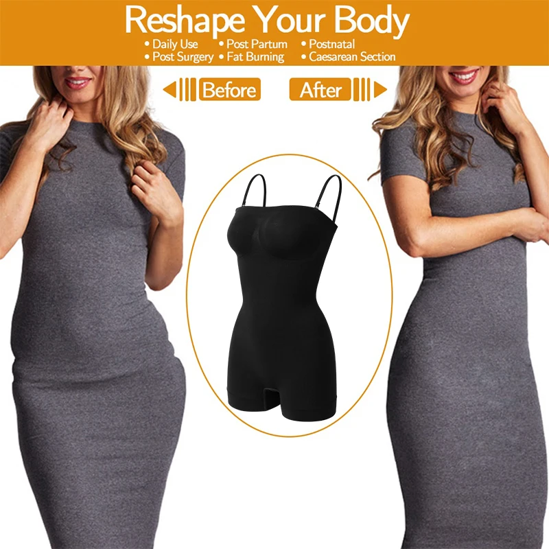 TUNIControl-Combinaison de tambours sans bretelles pour femmes, lève-fesses, body shaper, sous-robe, vêtements de protubérance complets