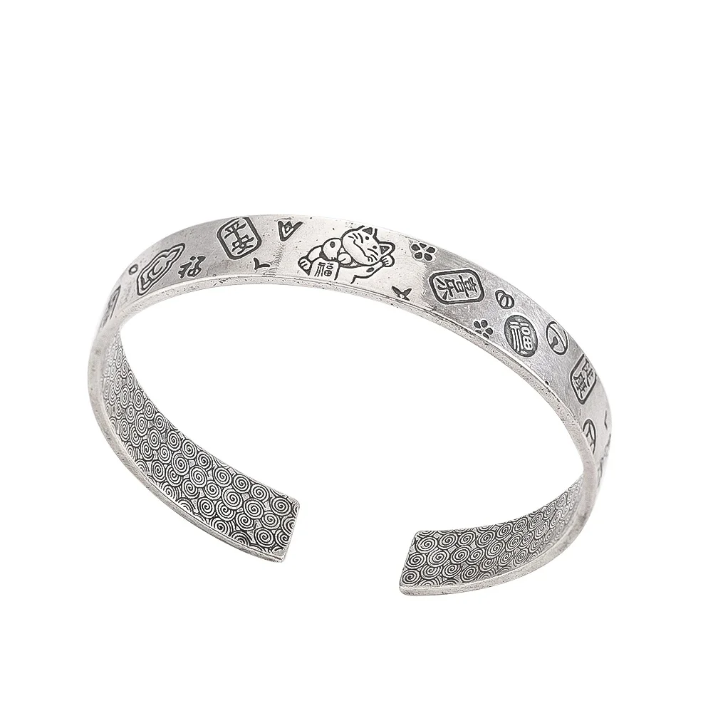 

1PC Cupronickel Silver Color Adjustable Bangle Cute Lucky Cat Metals Bracelet Amulet Fashion Ladies Jewelry Statement Party Gift