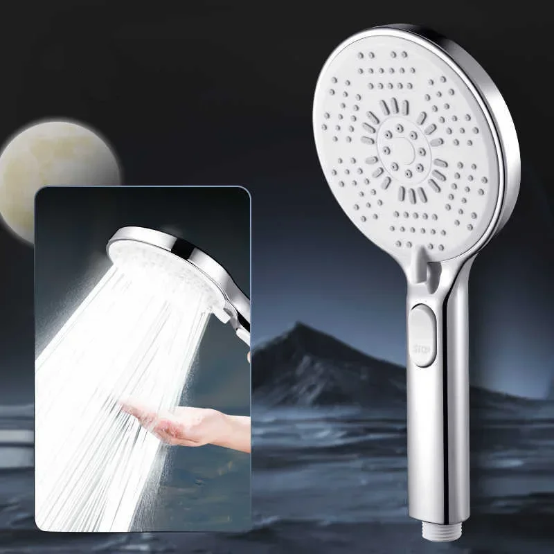 

5 Jet Modes Shower Head with One-click Stop Adjustable High Pressure Shower Head Large Panels Spray Hotel Bathroom Accessories