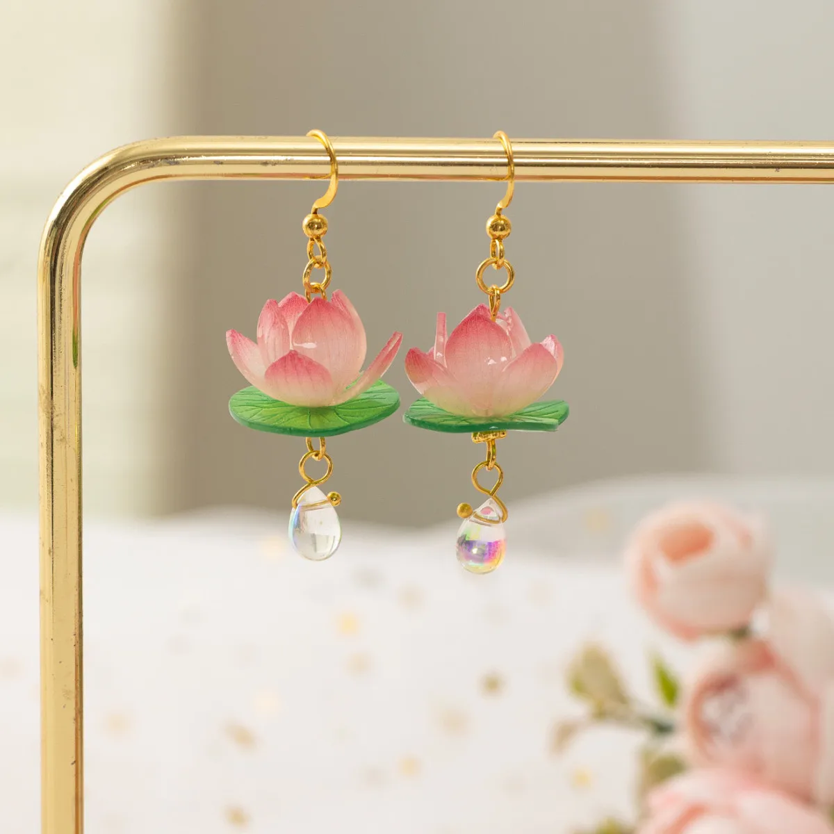 Pretty Pink Lotus Flower Earrings - A Perfect Gift for Girls!