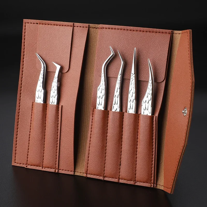 6 unids/set pinzas de pestañas postizas de acero inoxidable pinzas de extensión de pestañas antideslizantes herramientas de maquillaje w437