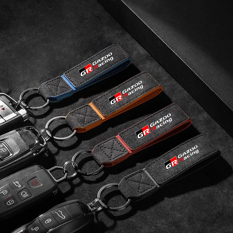 Leather Car Styling Key Chain Ring Keychain For Toyota GR Gazoo Racing Supra Corolla Parts Sport 86 Yaris Grmn CHR Accessories